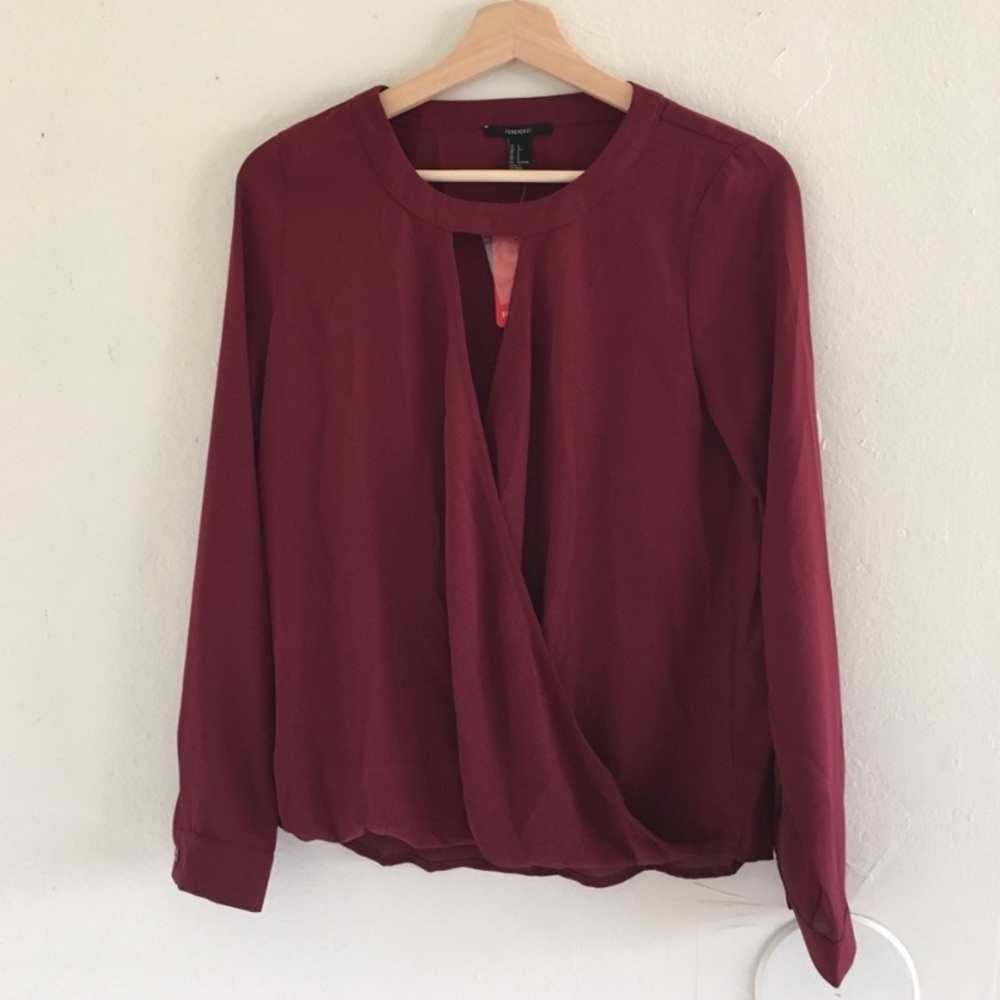 Forever 21 Cutout Surplice Red Top - Picture 6 of 7